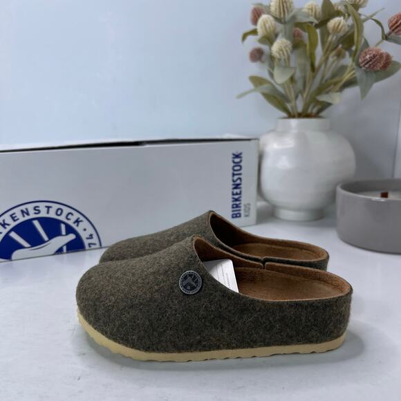 Birkenstock Kaprun Rivet Felt Mule Doubleface Khaki Kids 8/EU26 Narrow Fit NWB - Picture 3 of 10
